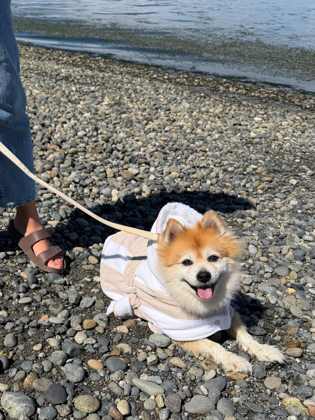 DRYING ROBE | NEUTRAL/WHITE STRIPE