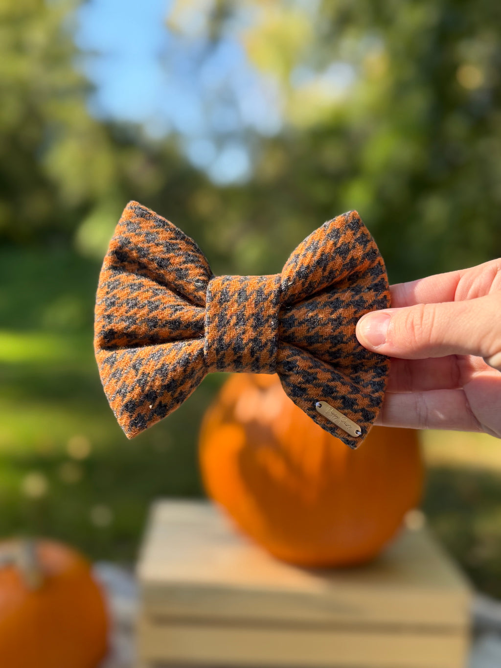 BOW TIE & SAILOR BOW | ORANGE HOUNDSTOOTH