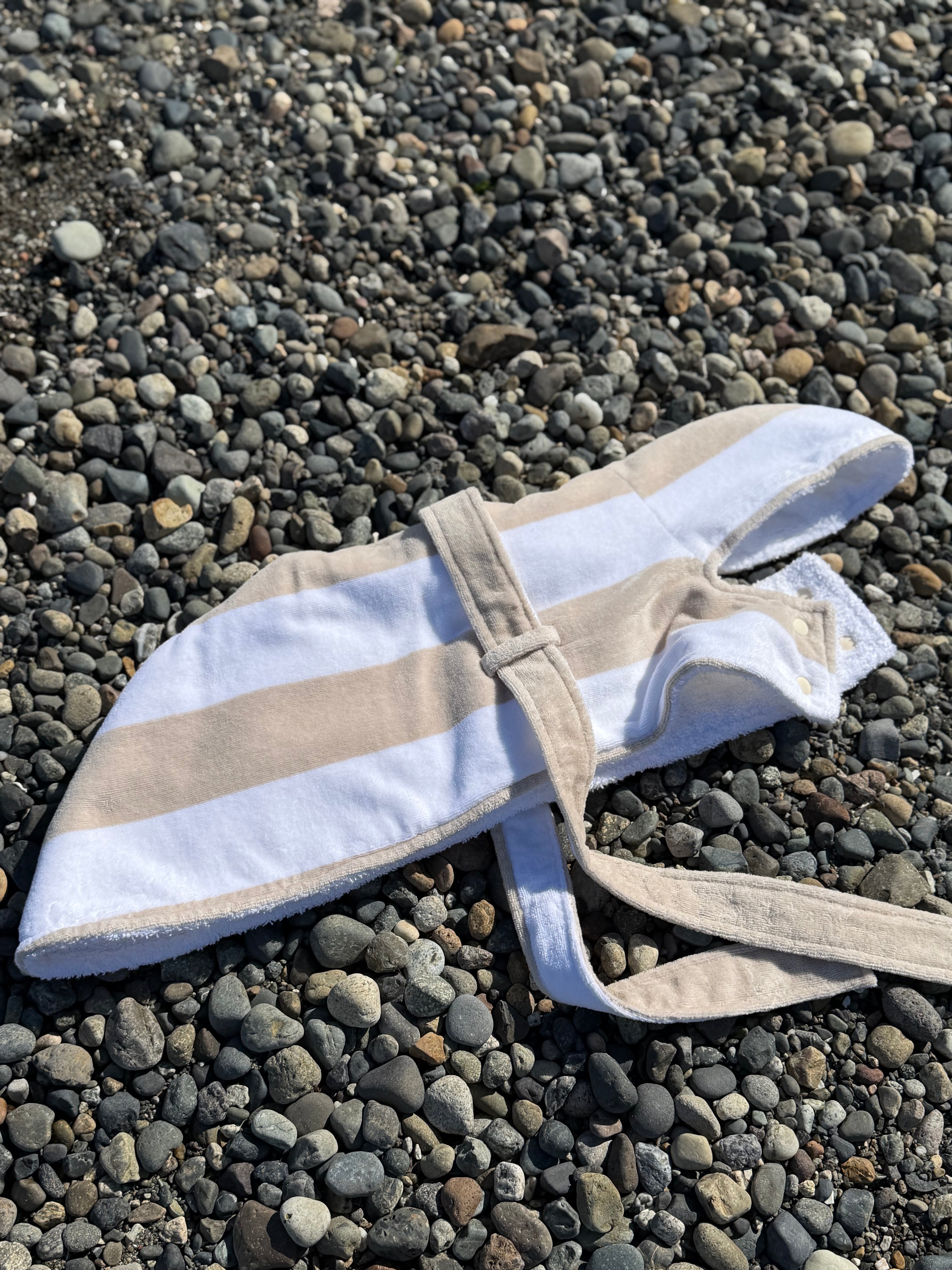 DRYING ROBE | NEUTRAL/WHITE STRIPE