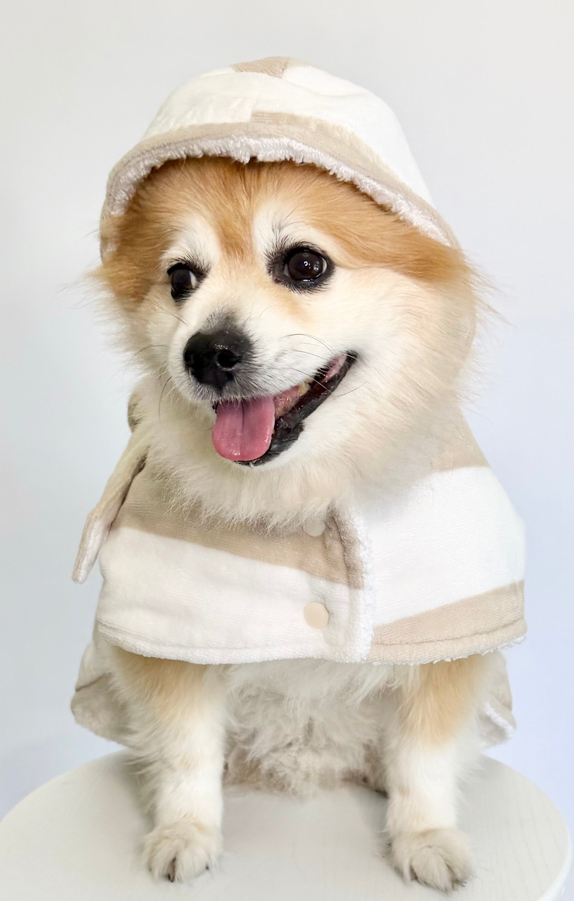 DRYING ROBE | NEUTRAL/WHITE STRIPE