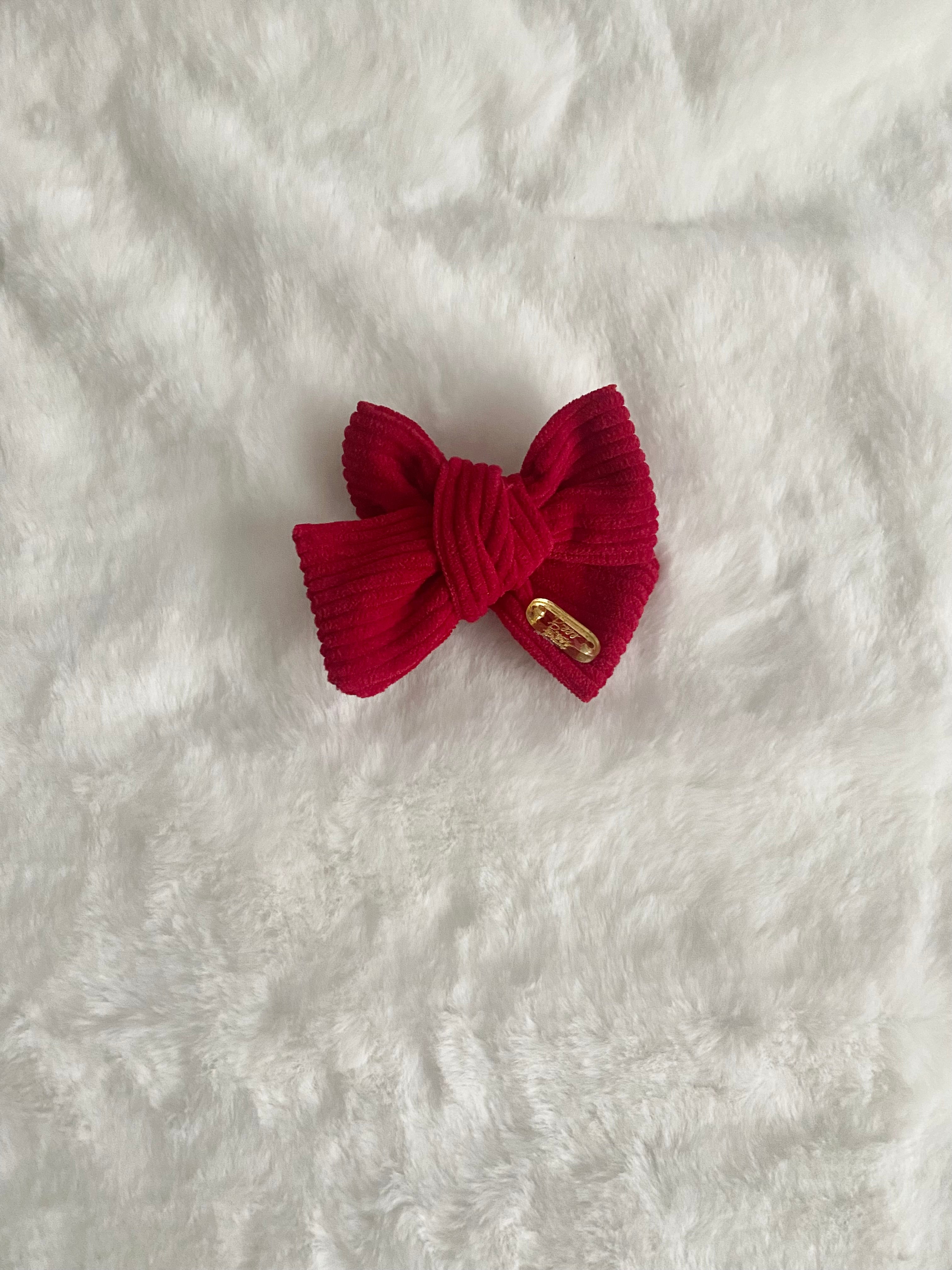 Red Corduroy Hair Bow