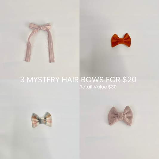 3 MYSTERY HAIR BOWS FOR $20